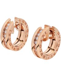 BVLGARI - Rose Gold And Diamond B.zero1 Hoop Earrings - Lyst