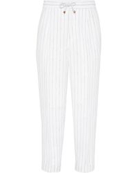 Brunello Cucinelli - Linen Chalk-striped Trousers - Lyst