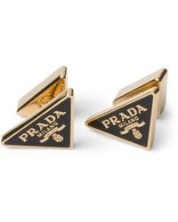 Prada - Enamel Triangle Logo Earrings - Lyst