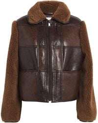 Claudie Pierlot - Shirt-Collar Mixed-Material Faux-Leather Jacket - Lyst