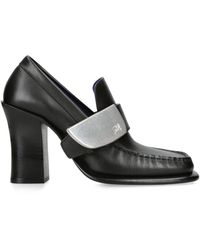 Burberry - Leather London Shield Heeled Loafers 90 - Lyst