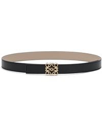 Loewe - Leather Reversible Anagram Bombé Belt - Lyst