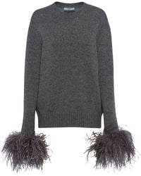 Prada - Cashmere Feather-trim Sweater - Lyst