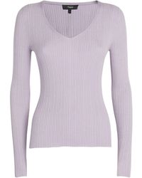Theory - Wool-blend Ribbed V-neck Sweater - Lyst