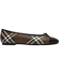 Burberry - Check Canvas Highgate Ballerinas - Lyst