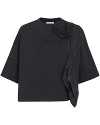Max Mara - Cotton Floral Appliqué T-Shirt - Lyst