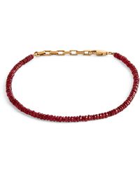 Title Of Work Yellow Gold And Ruby Beaded Bracelet - Red