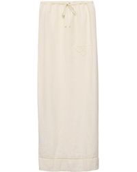 Prada - Linen Embroidered Maxi Skirt - Lyst