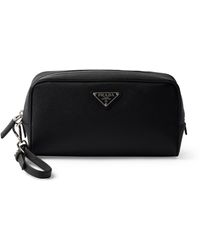 Prada - Saffiano Leather Triangle Pouch - Lyst