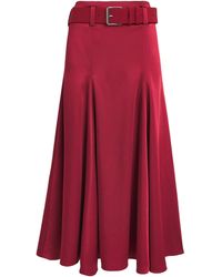 Safiyaa - Crepe Belted High-Waist Midi Skirt - Lyst