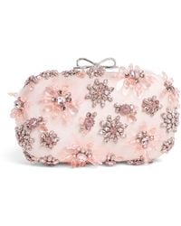 Self-Portrait - Satin Crystal-Embellished Clutch Bag - Lyst