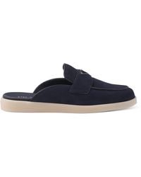 Prada - Suede Triangle Mules - Lyst