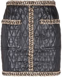 Balmain - Leather Embellished Mini Skirt - Lyst