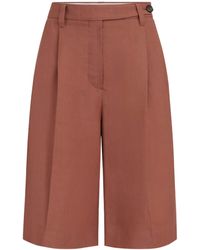 Brunello Cucinelli - Twill Pleated Shorts - Lyst