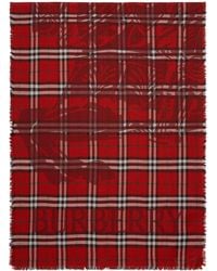 Burberry - Wool-Silk Wide Ekd Check Scarf - Lyst