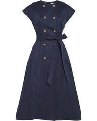 Carolina Herrera - Cotton-Blend Double-Breasted Midi Dress - Lyst