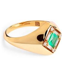 Suzanne Kalan - Emerald And Diamond Princess Signet Ring - Lyst
