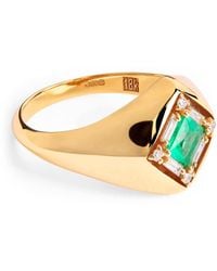 Suzanne Kalan - Emerald And Diamond Princess Signet Ring - Lyst