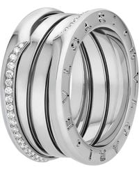 BVLGARI - White Gold And Diamond B.zero1 Three-band Ring - Lyst