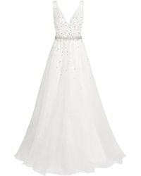 Jovani Embellished Sleeveless Gown - White