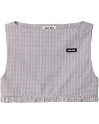 Miu Miu - Cotton Poplin Check Crop Top - Lyst