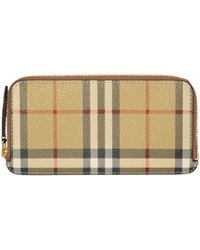 Burberry - Large Check Zip Card Holder - Lyst