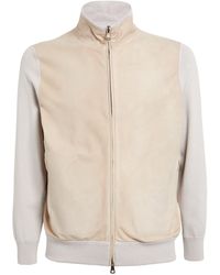 FIORONI CASHMERE - Suede-front Bomber Jacket - Lyst