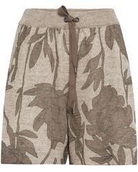 Brunello Cucinelli - Linen-silk Floral Print Shorts - Lyst