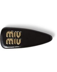 Miu Miu - Leather Logo Hair Clip - Lyst