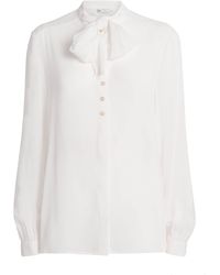 Tory Burch - Bow Semi-Sheer Georgette Blouse - Lyst