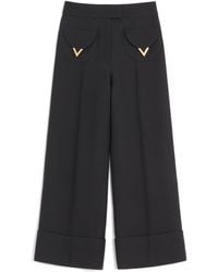 Valentino - Silk Wide-Leg Trousers - Lyst