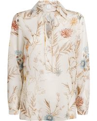 Eleventy - Silk Floral Print Blouse - Lyst