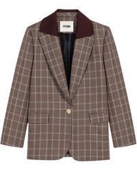 Maje - Wool-Cotton Check Blazer - Lyst