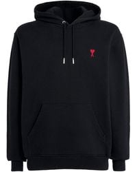 Ami Paris - Cotton Embroidered Ami De Coeur Logo Hoodie - Lyst