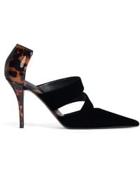 Balmain - Leather And Velvet Pumps - Lyst