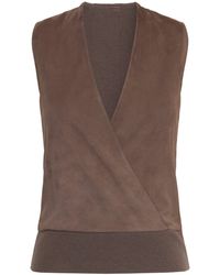 Max Mara - Wool-Cashmere-Lamb Suede Sleeveless Wrap Waistcoat - Lyst