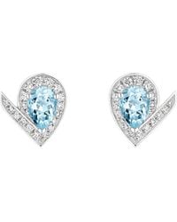 Chaumet - Diamond And Aquamarine Joséphine Aigrette Stud Earrings - Lyst