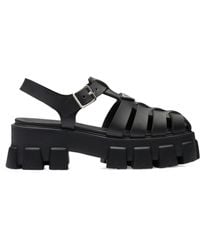 Prada - Leather Monolith Platform Sandals 35 - Lyst