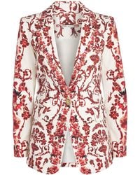 Alice + Olivia - Linen-Blend Printed Macey Blazer - Lyst