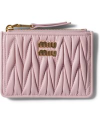 Miu Miu - Leather Matelassé Zipped Card Holder - Lyst