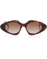 Loewe - Tortoiseshell Triangle Slim Sunglasses - Lyst