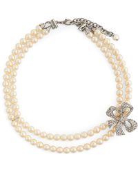 Alessandra Rich - Bow-detail Beaded Necklace - Lyst