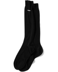 Miu Miu - Silk-Blend Logo Socks - Lyst