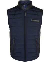 Zilli Crocodile Trim Quilted Gilet - Blue
