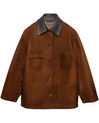 Prada - Suede Leather-Collar Jacket - Lyst