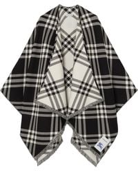 Burberry - Wool-Silk-Cashmere Check Cape - Lyst
