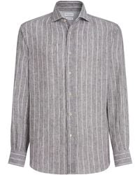 Brunello Cucinelli - Linen Chalk Stripe Shirt - Lyst