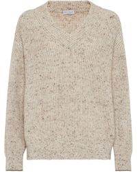 Brunello Cucinelli - Wool-mohair V-neck Sweater - Lyst