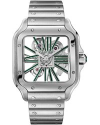 Cartier - Large Steel Santos De Skeleton Watch 39.8mm - Lyst