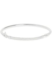 Astrid & Miyu - Rhodium-Plated Pavé Knot Bangle - Lyst